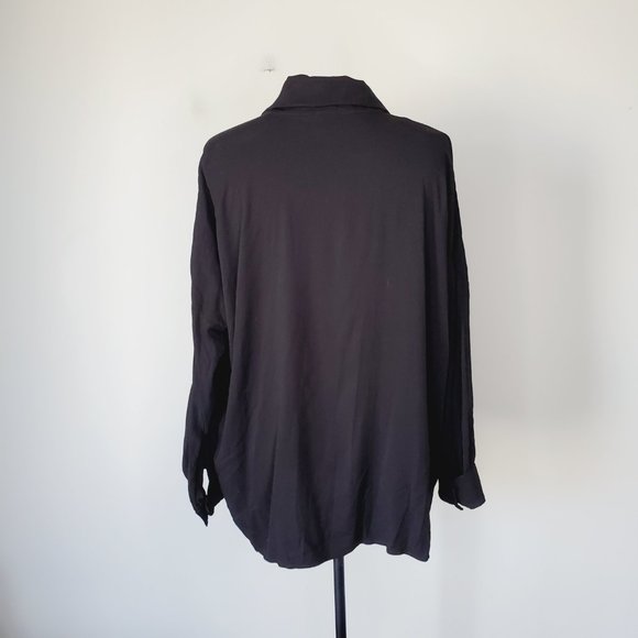 Anthropologie Michael Stars Blouse Oversized Button Down Relaxed Black S - Picture 5 of 10